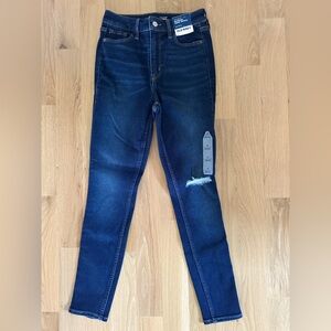 Old Navy Dark Blue Xtra Hi-Rise Rockstar Super Skinny Jeans with Knee Distress